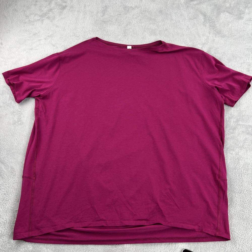 Lululemon Pima Cotton Short Sleeve Tee Womens 8 Magenta Athleisure Crew Shirt